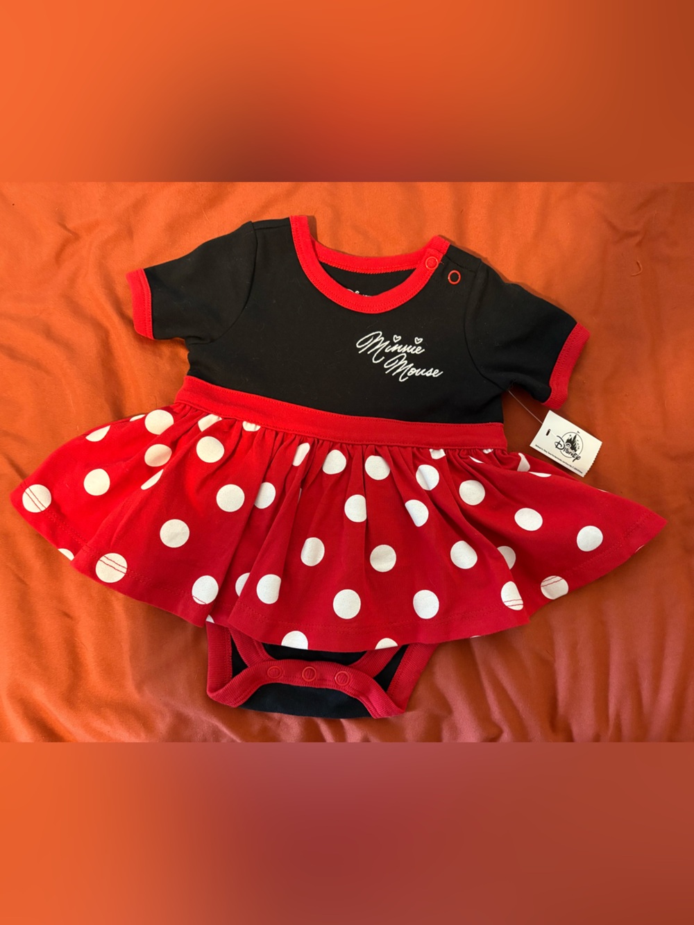 Official Disney Minnie Mouse Polka Dot Dress / Onesie. NWT!